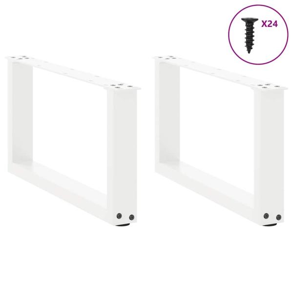 Couchtischbeine U-Form 2 Stk. Weiß 60x(30-31) cm Stahl