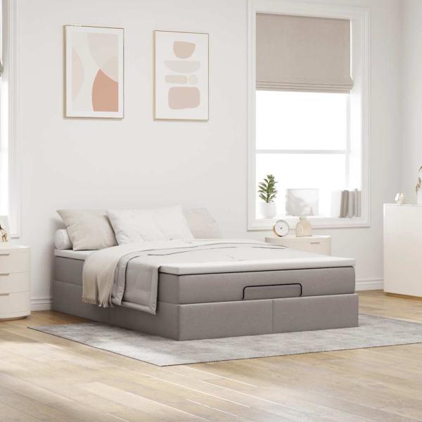 Ottoman-Bett mit Matratze Taupe 140x190 cm Stoff