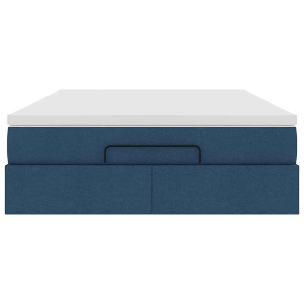 Ottoman-Bett mit Matratze Blau 140x190 cm Stoff