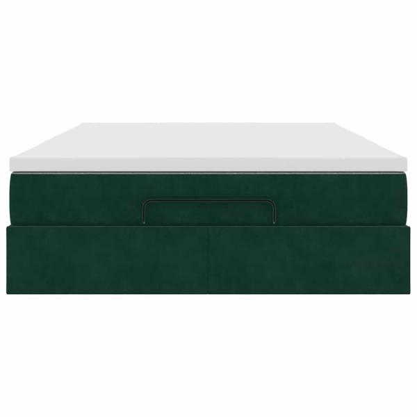 Ottoman-Bett mit Matratze Dunkelgrün 140x190 cm Samt