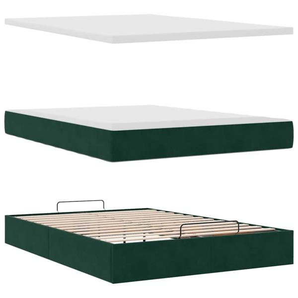 Ottoman-Bett mit Matratze Dunkelgrün 140x190 cm Samt