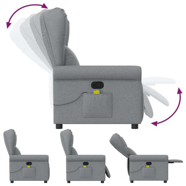 Massagesessel Hellgrau Stoff