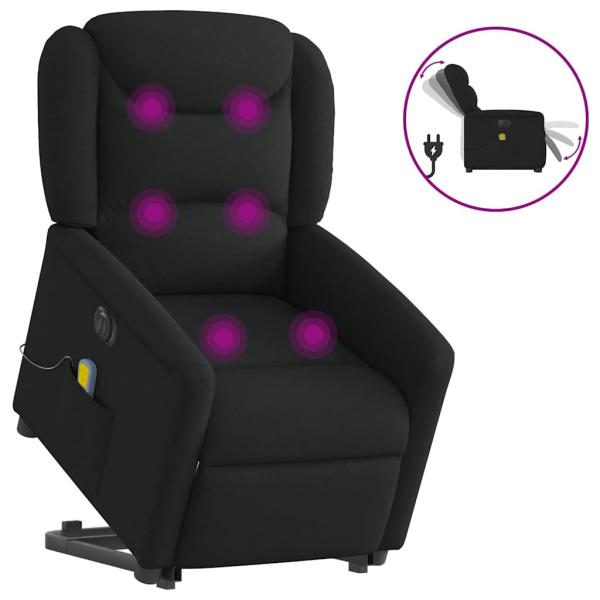 ARDEBO.de - Elektrischer Massagesessel mit Aufstehhilfe Schwarz Stoff