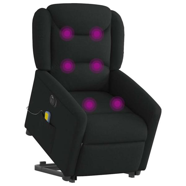 Elektrischer Massagesessel mit Aufstehhilfe Schwarz Stoff