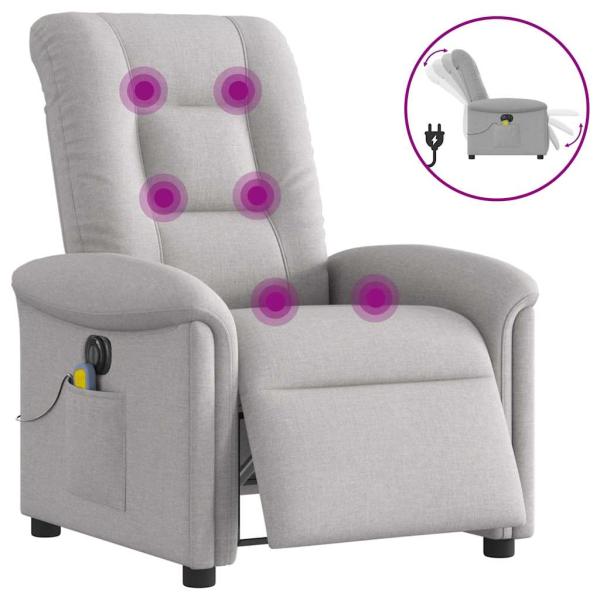 ARDEBO.de - Massagesessel Elektrisch Wolkengrau Stoff