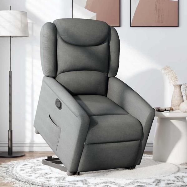 ARDEBO.de - Relaxsessel mit Aufstehhilfe Dunkelgrau Stoff