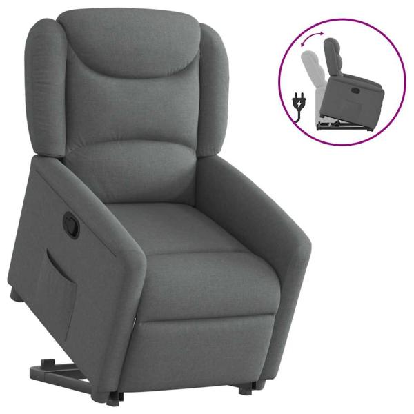 Relaxsessel mit Aufstehhilfe Dunkelgrau Stoff
