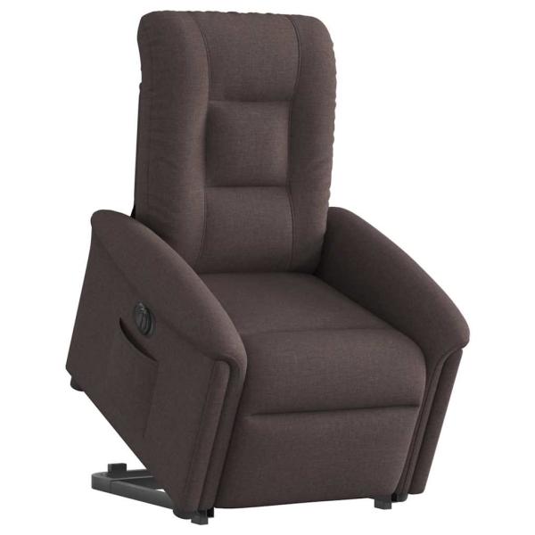Relaxsessel mit Aufstehhilfe Elektrisch Dunkelbraun Stoff
