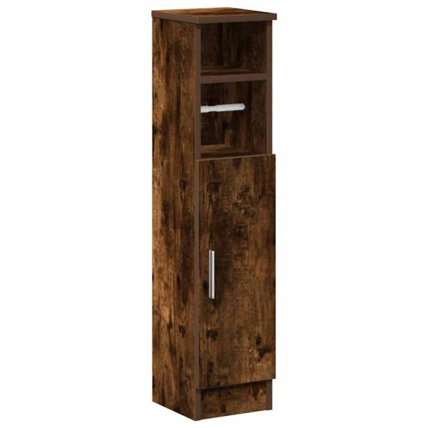 Badezimmerschrank mit Rollenhalter Räuchereiche 20,5x22x90 cm