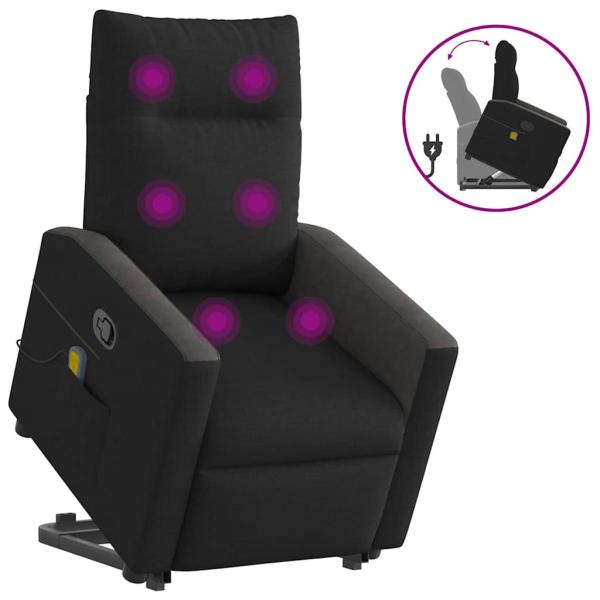 ARDEBO.de - Massagesessel mit Aufstehhilfe Schwarz Stoff