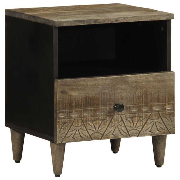 ARDEBO.de - Nachttisch Hellgrau 40x33x46 cm Massivholz Mango