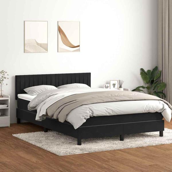 ARDEBO.de - Boxspringbett mit Matratze & LED Schwarz 160x210 cm Samt