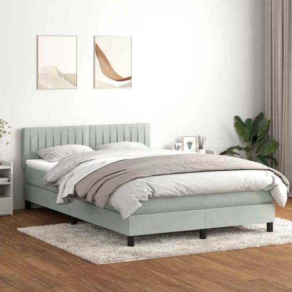 Boxspringbett mit Matratze Hellgrau 160x210 cm Samt