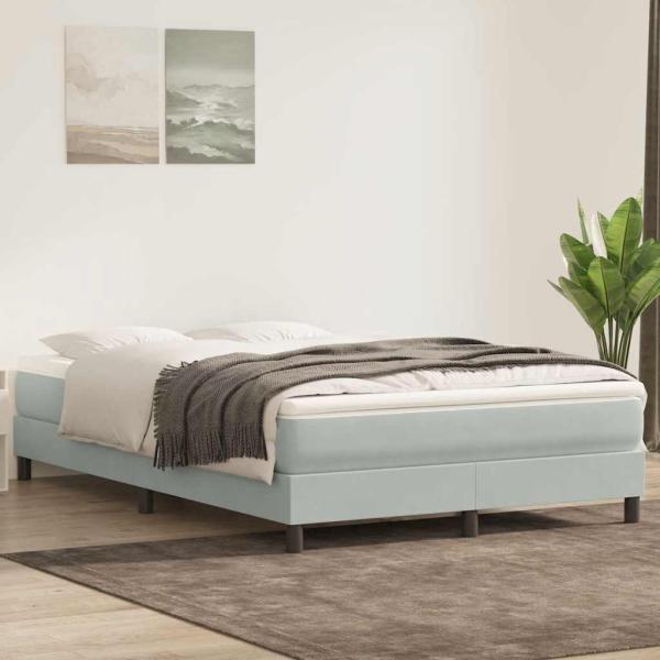 Boxspringbett ohne Matratze Hellgrau 160x210 cm Samt