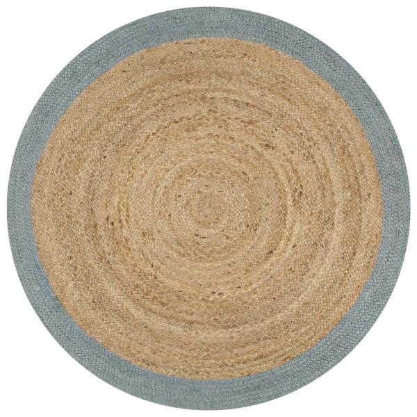 ARDEBO.de - Teppich Handgefertigt Jute mit Olivgrünem Rand 120 cm