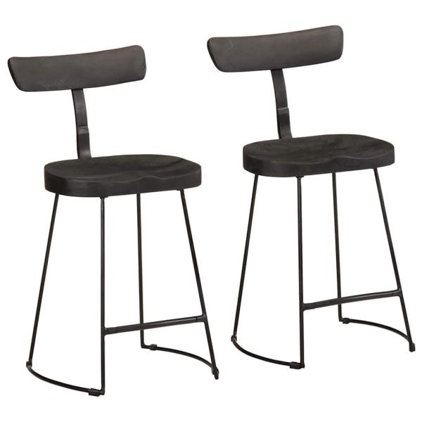 ARDEBO.de - Barhocker 2 Stk. Schwarz 49x43x79 cm Mango Massivholz