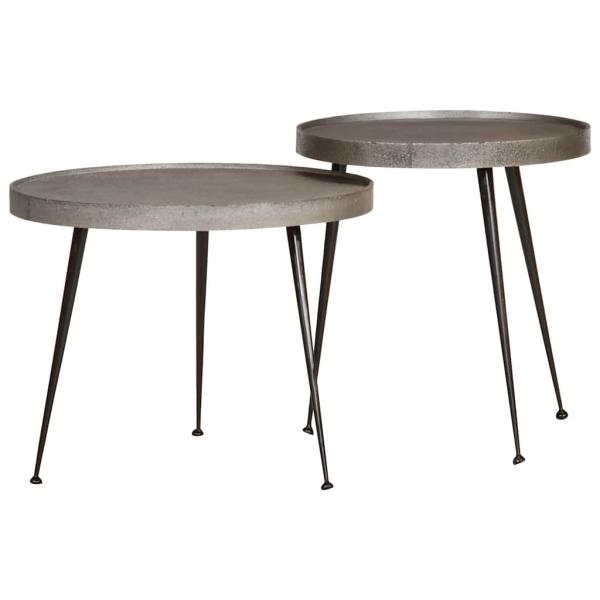 ARDEBO.de - Couchtisch 2 Stk. Silbern Holzwerkstoff