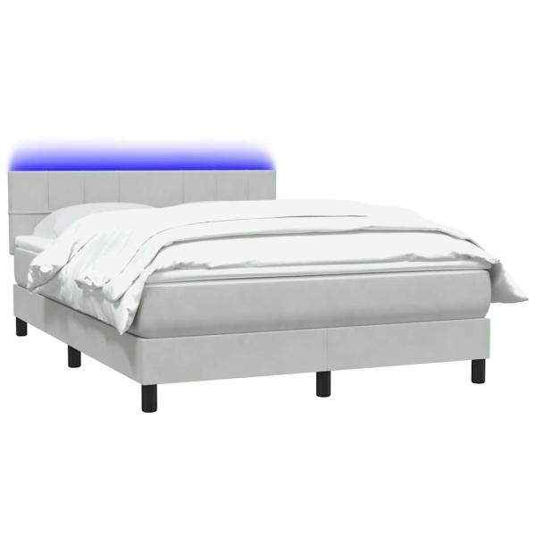 Boxspringbett mit Matratze & LED Hellgrau 160x210 cm Samt