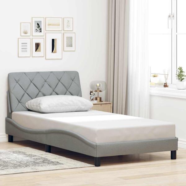 ARDEBO.de - Bettgestell ohne Matratze Hellgrau 100x200 cm Stoff