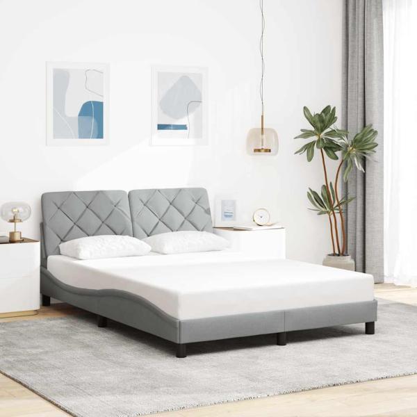 ARDEBO.de - Bettgestell ohne Matratze Hellgrau 140x190 cm Stoff