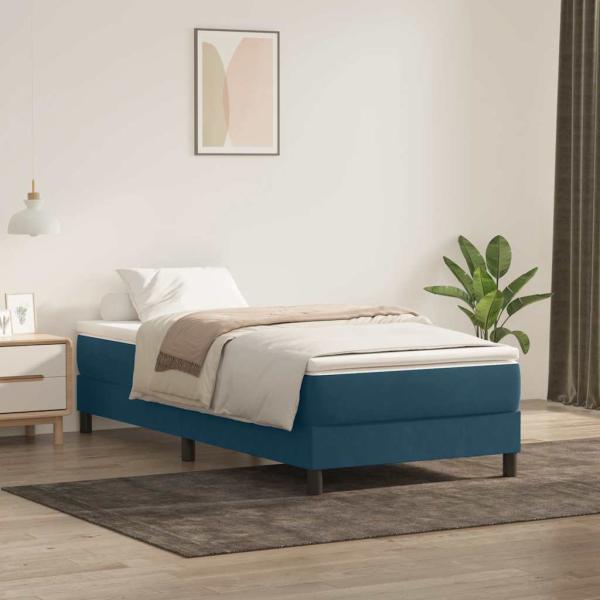 ARDEBO.de - Boxspringbett ohne Matratze Dunkelblau 100x220 cm Samt