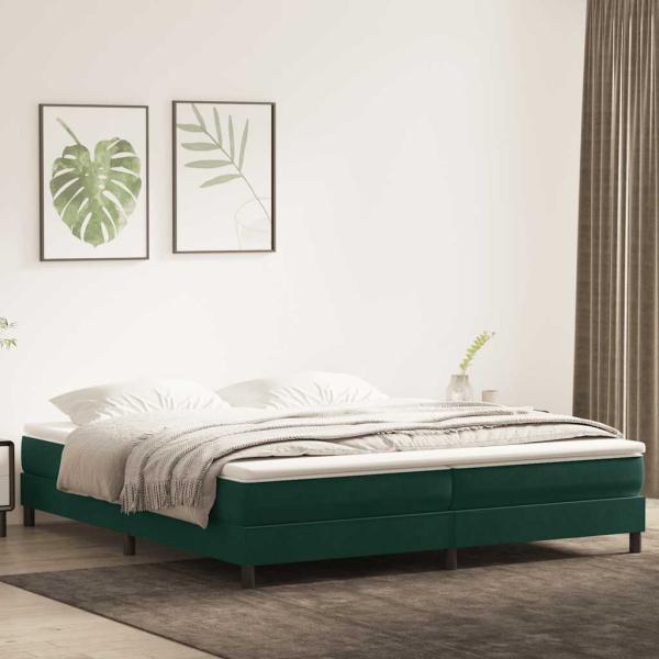 ARDEBO.de - Boxspringbett ohne Matratze Dunkelgrün 200x210 cm Samt