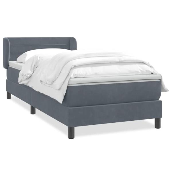 Boxspringbett mit Matratze Dunkelgrau 80x210 cm Samt
