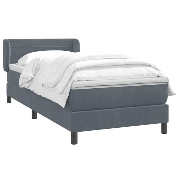 Boxspringbett mit Matratze Dunkelgrau 80x210 cm Samt