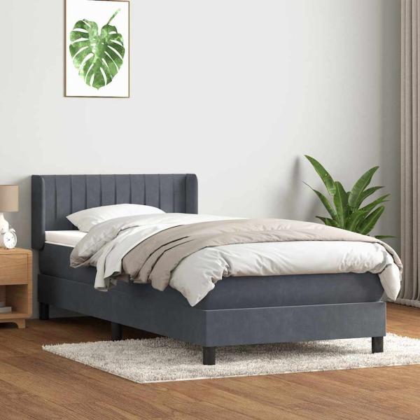 ARDEBO.de - Boxspringbett mit Matratze Dunkelgrau 80x220 cm Samt