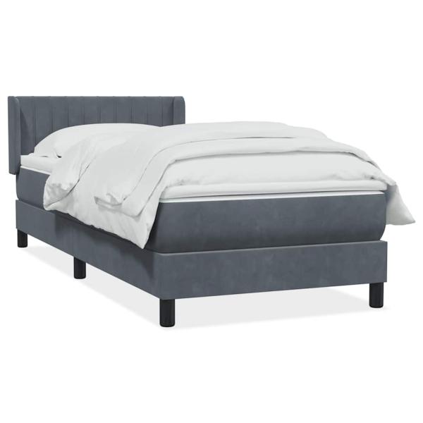 Boxspringbett mit Matratze Dunkelgrau 80x220 cm Samt