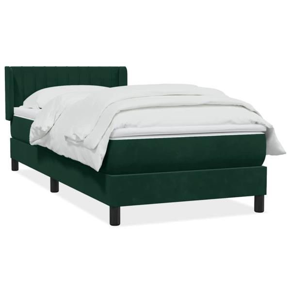 Boxspringbett mit Matratze Dunkelgrün 80x220 cm Samt