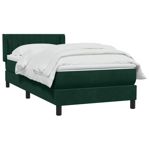 Boxspringbett mit Matratze Dunkelgrün 80x220 cm Samt