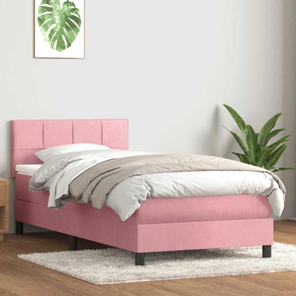 ARDEBO.de - Boxspringbett mit Matratze Rosa 80x220 cm Samt