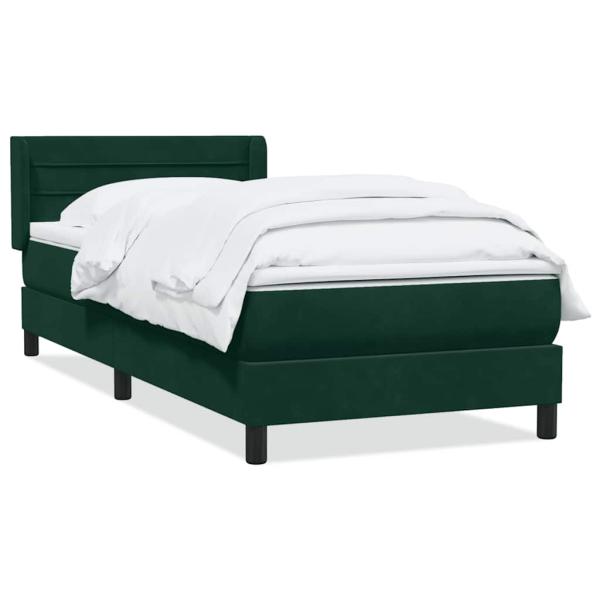 Boxspringbett mit Matratze Dunkelgrün 80x220 cm Samt