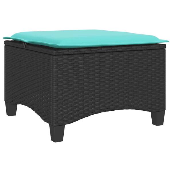 Gartenhocker mit Kissen 2 Stk. Schwarz 55x55x36 cm Poly Rattan