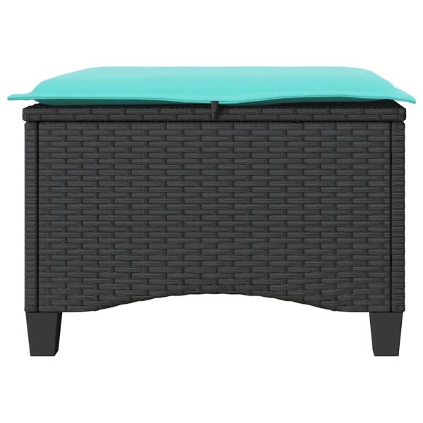 Gartenhocker mit Kissen 2 Stk. Schwarz 55x55x36 cm Poly Rattan