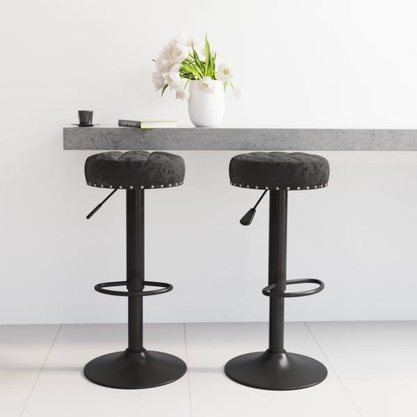 ARDEBO.de - Barhocker 2 Stk. Schwarz Samt