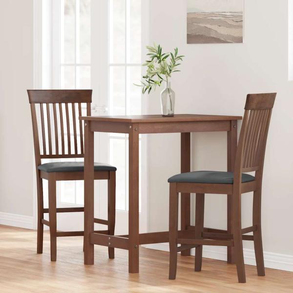 Barhocker mit Kissen 2 Stk. Braun Massivholz Gummibaum
