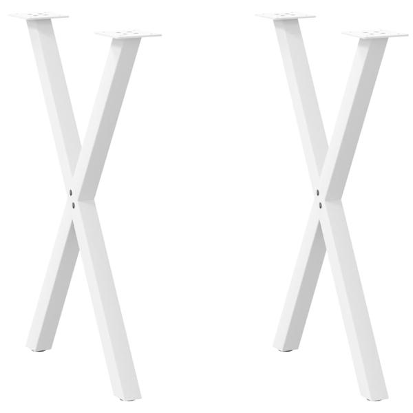 ARDEBO.de - Esstischbeine X-Form 2 Stk. Weiß 57x(72-73) cm Stahl