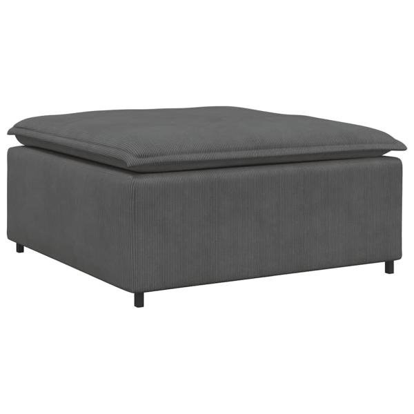 Modulares Sofa mit Fußhocker Kissen Cordstoff Dunkelgrau