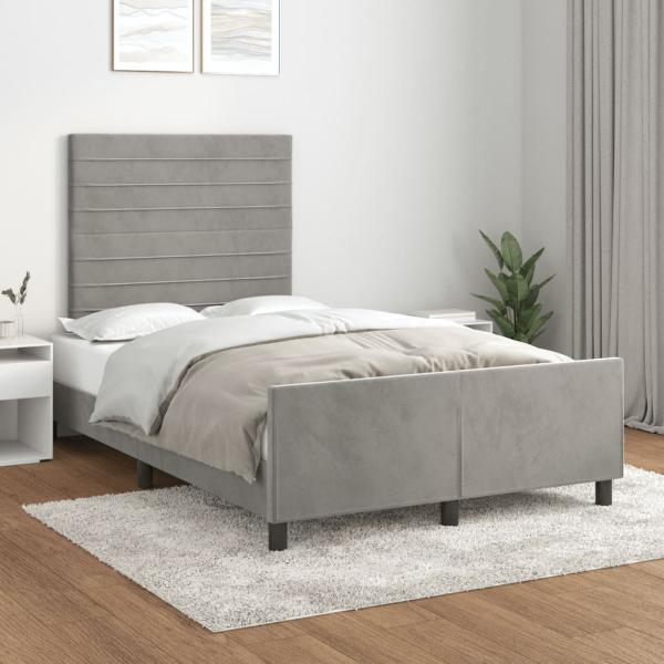 ARDEBO.de - Bettgestell ohne Matratze Hellgrau 120x190 cm Samt
