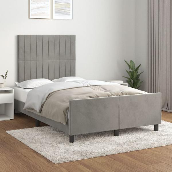 ARDEBO.de - Bettgestell ohne Matratze Hellgrau 120x190 cm Samt