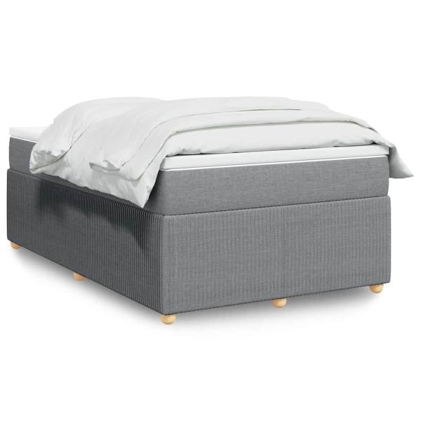 ARDEBO.de - Boxspringbett mit Matratze Hellgrau 120x200 cm Stoff