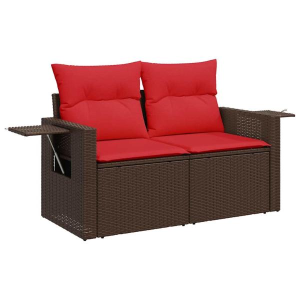 7-teiliges Gartensofa-Set mit Kissen, braun, Polyrattan