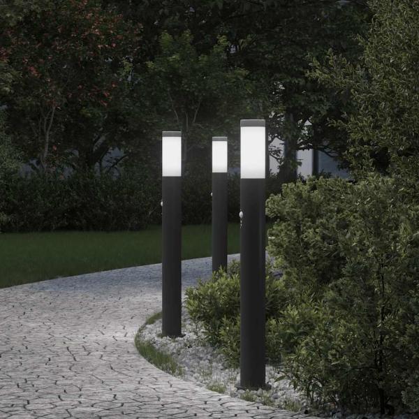 ARDEBO.de - Pollerleuchten mit Sensor 3er 80 cm Edelstahl IP44