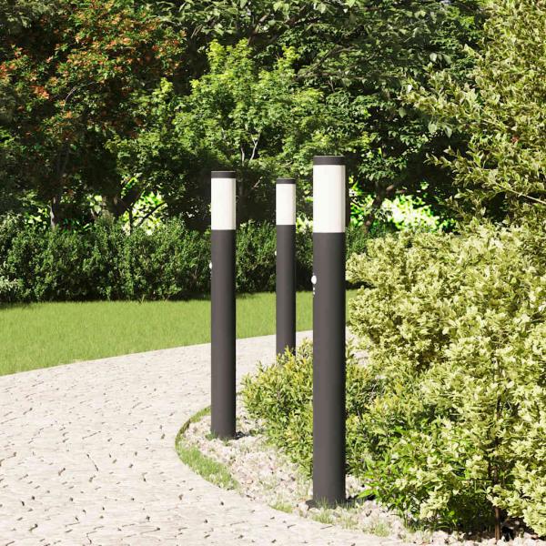 Pollerleuchten mit Sensor 3er 80 cm Edelstahl IP44