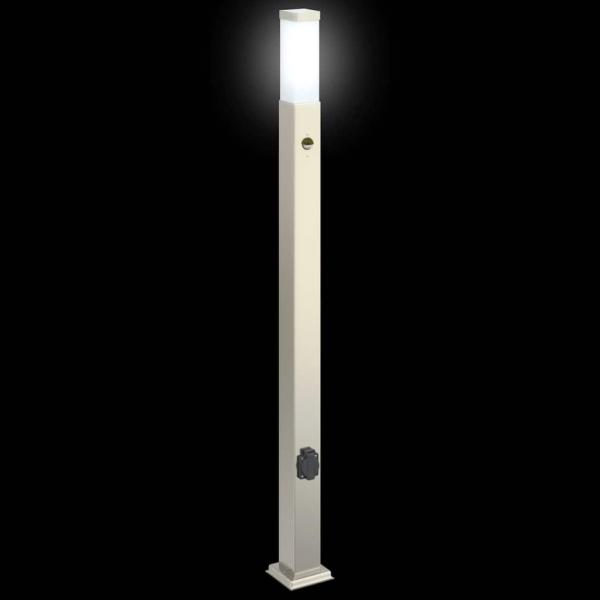 Pollerleuchten mit Sensor&Steckdose 3 Stk. 110 cm Edelstahl IP44