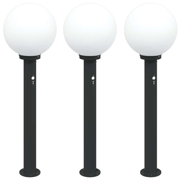 Pollerleuchten mit Sensor 3 Stk. 80 cm Schwarz IP44