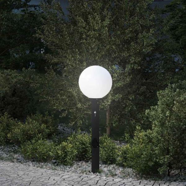 ARDEBO.de - Pollerleuchte mit Sensor und Steckdose 80 cm Schwarz IP44