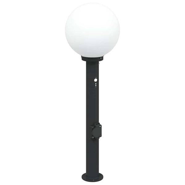 Pollerleuchte mit Sensor und Steckdose 80 cm Schwarz IP44